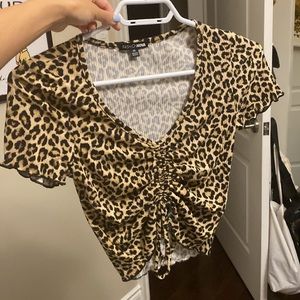 Ruched Cheetah / Leopard Print Crop Top